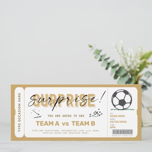 Fake Soccer Game Ticket Gutschein (Stehend Vorderseite)