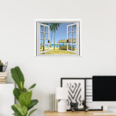 Fake "Tropical Paradise Beach Ocean View" Poster (Heimbüro)