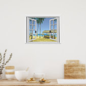 Fake "Tropical Paradise Beach Ocean View" Poster (Küche)