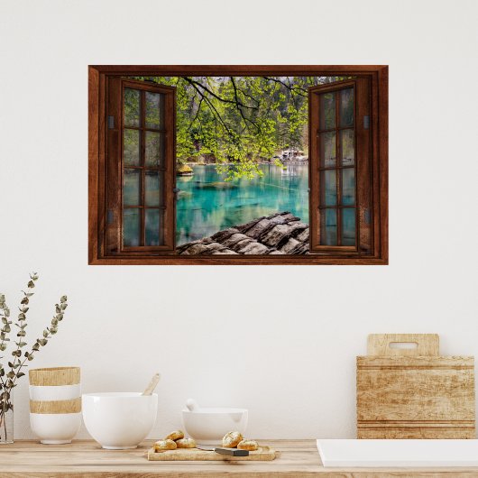 Fake Window Illusion - Blue Lagoon Poster (Küche)