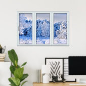 Fake Window Illusion - Neue Schneelandschaft Poster (Heimbüro)