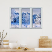 Fake Window Illusion - Neue Schneelandschaft Poster (Küche)