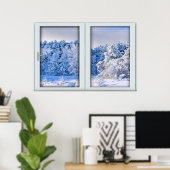 Fake Window Illusion - Neue Schneelandschaft Poster (Heimbüro)