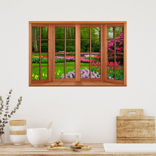 Fake Window Illusion - Spring Garden Poster (Küche)