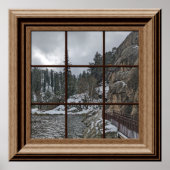 Fake Window Poster Winterschnee Szene Bäume See (Vorne)