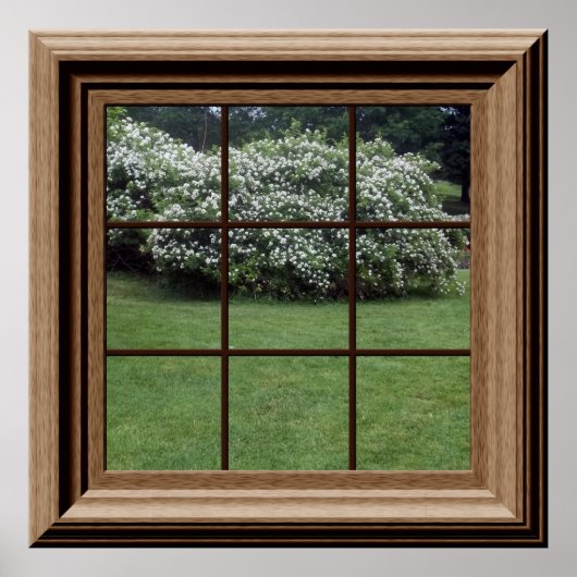 Fake Window Szene Friedliche Rasenflächen Blumenbü Poster (Vorne)