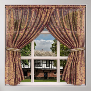 Fake Window View of English Hütten Poster