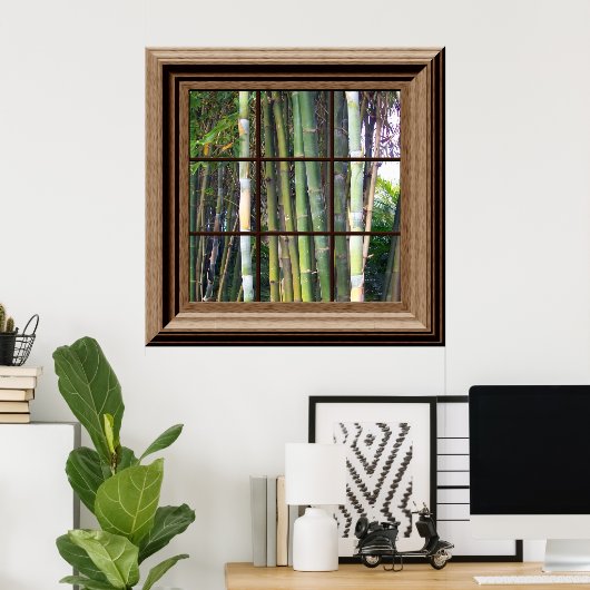 Fake Window View Poster Bamboo Trees Zen (Heimbüro)