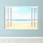 Fake-Zuhause-Office für das Beach View Leinwanddruck (Insitu (Holzboden))