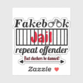 Fakebook Jail Repeat Offender Novelty Parody Aufkleber (Blatt)