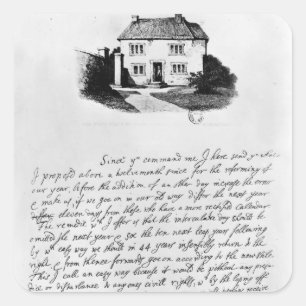 Faksimile des Buchstaben Haus herein Quadratischer Aufkleber
