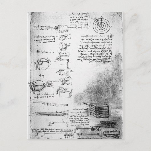 Faksimile einer Seite des Codex Arundel Postkarte (Vorderseite)