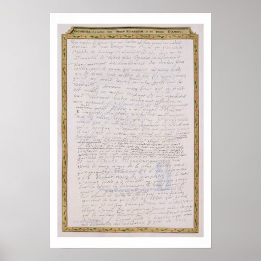 Faksimile eines Schreibens von Elizabeth I. an Fra Poster (Vorne)