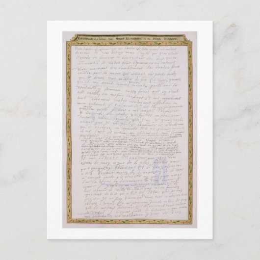 Faksimile eines Schreibens von Elizabeth I. an Fra Postkarte (Vorderseite)