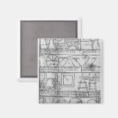 Faksimile-Kopie geometrischer Daten Magnet (Vorderseite/Rückseite)