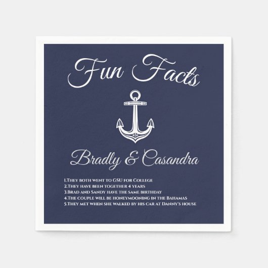 Fakten zu Nautic Wedding Navy Blue und White Fun Serviette (Vorderseite)