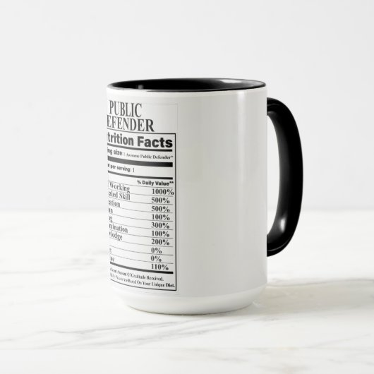 Fakten zur Ernährung öffentlicher Verteidiger Tasse (VorderseiteRechts)