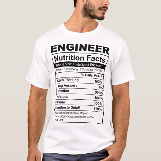 Fakten zur Ingenieurnährung lustiger T - Shirt (Vorderseite)