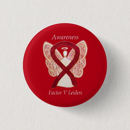 Faktor V Leiden Bewusstsein Ribbon Custom Angel Bu Button (Vorderseite)