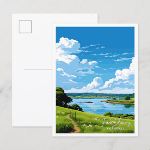 Fal Estuary Cornwall Travel Vintag Illustration Postkarte