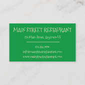 Falafel Middle Eastern Vegetarian Food Restaurant Visitenkarte (Rückseite)