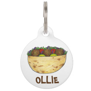 Falafel Pita Mediterranean Food Dog Pet Tag Feinsc Haustiermarke