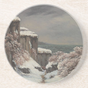 Falaises au Bord de la Mer sous la Neige - Courbet Getränkeuntersetzer