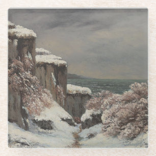 Falaises au Bord de la Mer sous la Neige - Courbet Glasuntersetzer