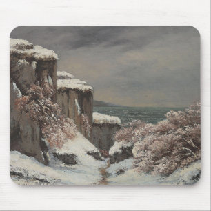 Falaises au Bord de la Mer sous la Neige - Courbet Mousepad