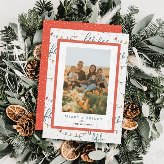 Falala Christmas Lights Holiday Foto Card Einladung