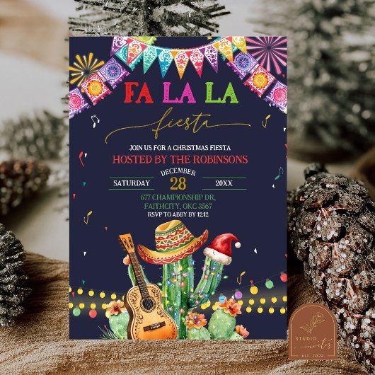 Falala Fiesta Christmas Cactus Holiday Party Einladung