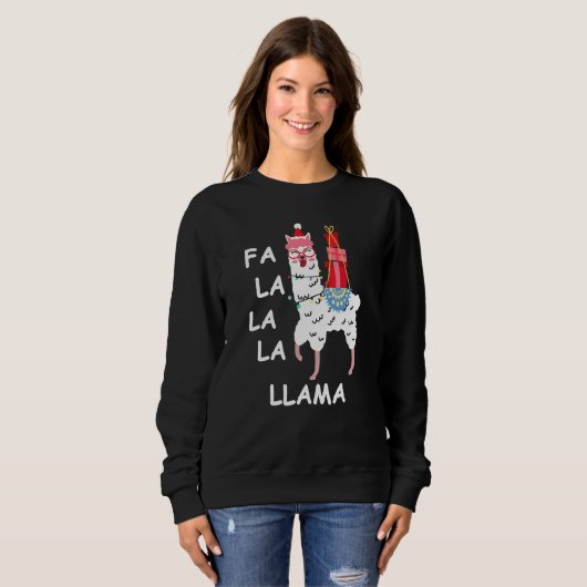 Falala Llama Llama Weihnachtsfamilie Matching Sweatshirt (Vorne ganz)