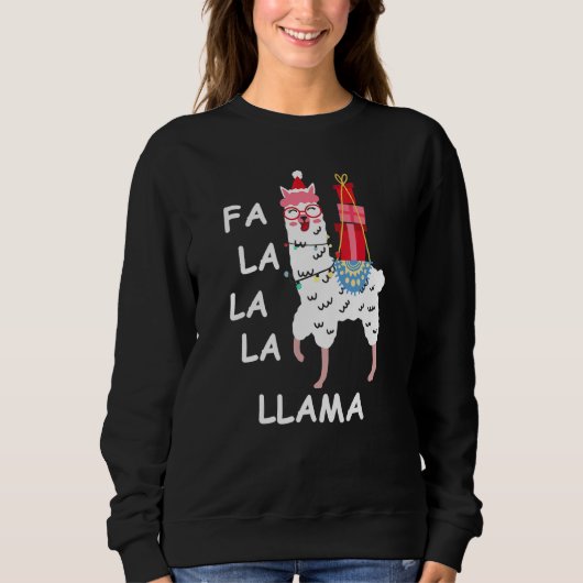 Falala Llama Llama Weihnachtsfamilie Matching Sweatshirt (Vorderseite)
