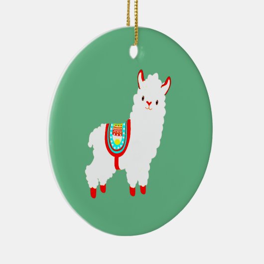 FaLaLa Llama mit individuellem Jahr Keramik Ornament (Rechts)