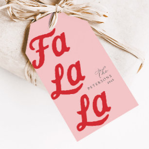 Falala Modern Retro Rosa & Rot Kariert Weihnachten Geschenkanhänger