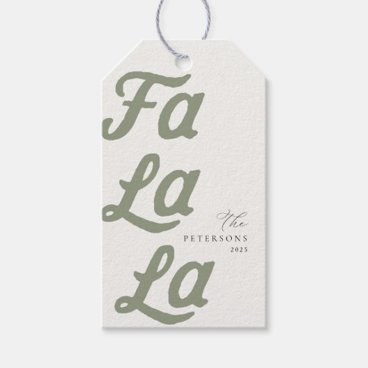 Falala Modern Retro Sage Green Karierte Weihnachte Geschenkanhänger (Vorderseite)