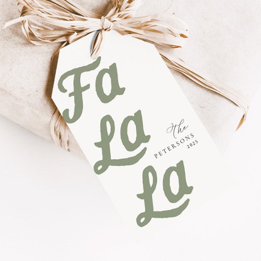 Falala Modern Retro Sage Green Karierte Weihnachte Geschenkanhänger