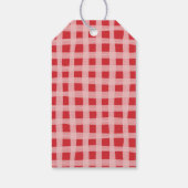 Falala Modernes Retro Rosa und Rot Karierte Weihna Geschenkanhänger (Rückseite)