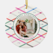 Falala Pastel Checkered Pattern Weihnachtsfeiertag Keramik Ornament (Vorne)