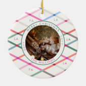 Falala Pastel Checkered Pattern Weihnachtsfeiertag Keramik Ornament (Hinten)