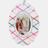 Falala Pastel Checkered Pattern Weihnachtsfeiertag Ornament Karte (Links)