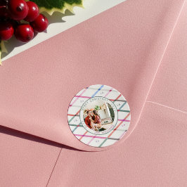 Falala Pastel Checkered Pattern Weihnachtsfeiertag Runder Aufkleber