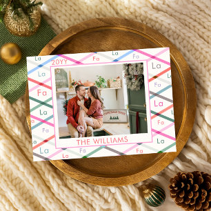 Falala Pastell Karomuster Weihnachtsfoto Feiertagskarte