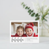 "Falala" Personalisierte Weihnachtsfotokarte Postkarte (Stehend Vorderseite)