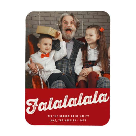 Falalala Bold Script Fun Klassisches Weihnachtsfes Magnet (Vertikal)