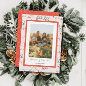 Falalala Christmas Lights Holiday Pink Photo Card Einladung