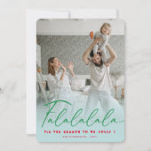 Falalala Fun Script Aqua Weihnachten Modernes Foto (Vorderseite)
