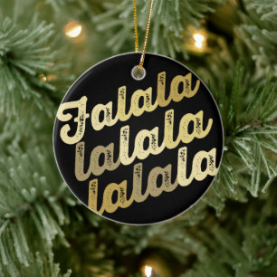 Falalala Gold Ombre Bold Script Foto Weihnachten Keramikornament