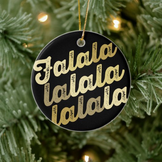 Falalala Gold Ombre Bold Script Foto Weihnachten Keramikornament (Baum)