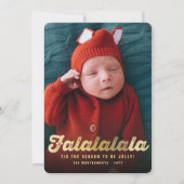 Falalala Gold Ombre Script Spaß Weihnachten Foto (Vorderseite)